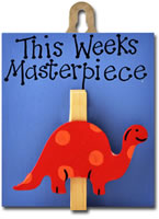 Order Hand painted wooden peg:  This week‘s masterpiece - Dinosaur